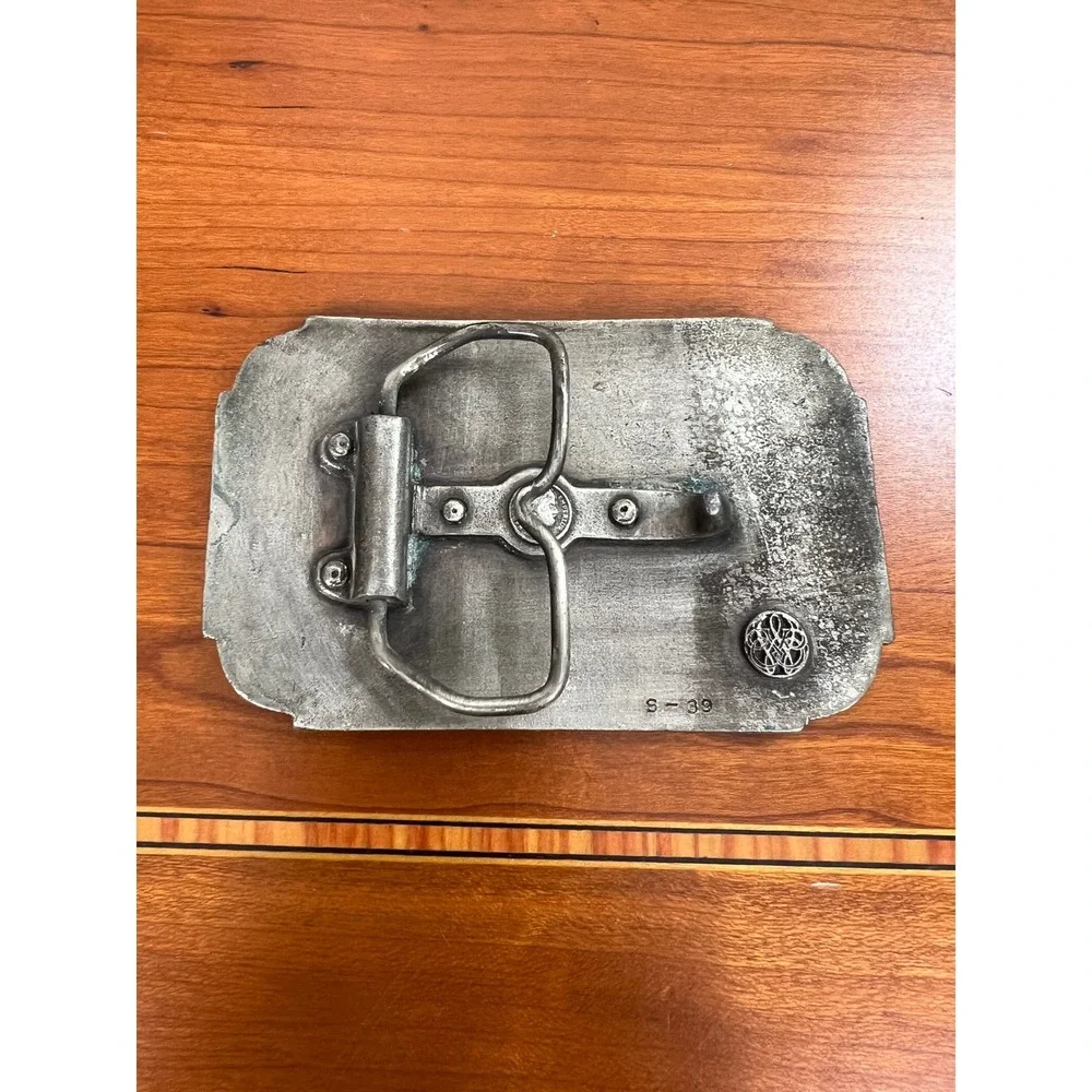 Vintage Barnstormers State Fair Belt Buckle Aviation Biplane Pewter Tone S-39